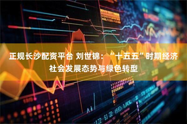 正规长沙配资平台 刘世锦：“十五五”时期经济社会发展态势与绿色转型